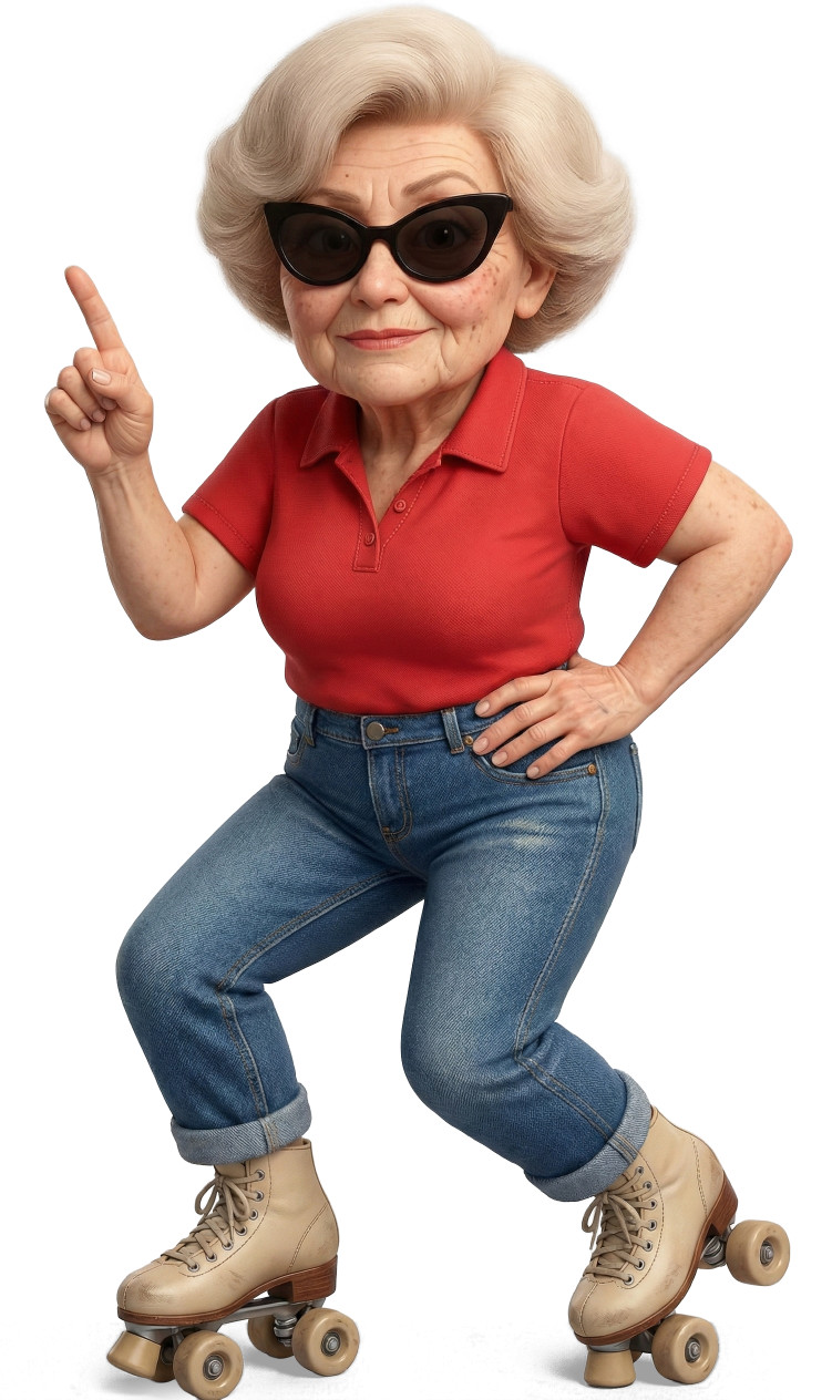 Roller Skating Senior Citizen Clipart