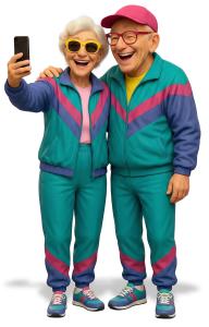 Download this Presentation Clipart to add a fun, retro vibe to your presentation design, showcasing joyful moments of seniors.