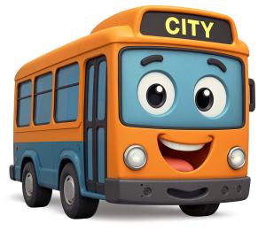 Download this Presentation Clipart to enhance your designs with a friendly city bus, perfect for educational and community presentations.