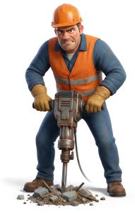 Download this Presentation Clipart of a construction worker using a jackhammer to enhance your presentation design.