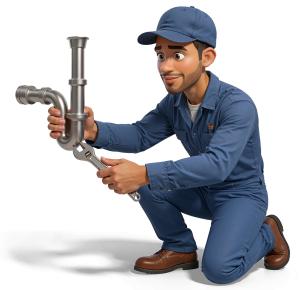 Download this Presentation Clipart to enhance your design with a plumber fixing pipes, perfect for home maintenance topics.