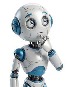 Download this Presentation Clipart of a thinking robot for engaging tech discussions in your presentation design.