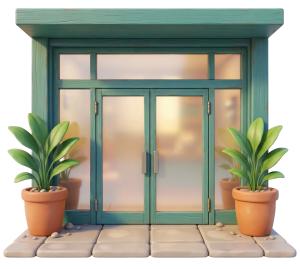 Download this Presentation Clipart to enhance your office design presentations with a modern glass entry visual.