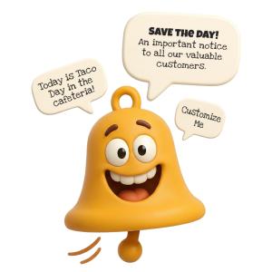 Download or Customize this cheerful notification bell for engaging presentation design in your classroom or business.
