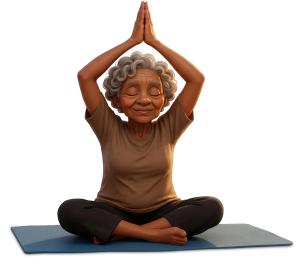 Download this Presentation Clipart to enhance your wellness presentations with a calming image of a senior woman meditating.