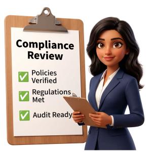 Download this Presentation Clipart for compliance reviews to enhance your administrative presentation design.