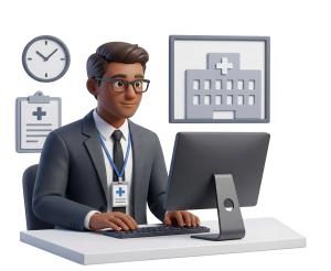 Download this Presentation Clipart to enhance your healthcare presentations with visuals that illustrate administrative roles and operations.