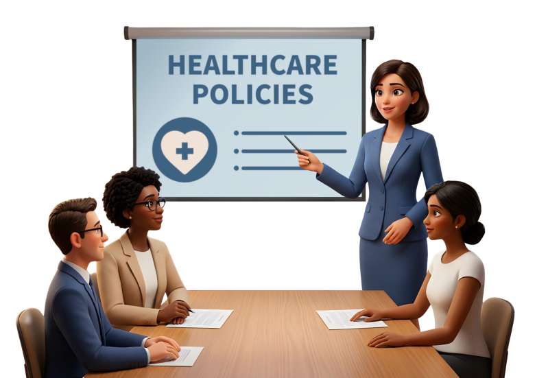 This Presentation Clipart shows a preview of Healthcare Policies Meeting Clipart Customizable