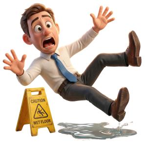 Download this Presentation Clipart to illustrate humorous workplace accidents in your presentation design.