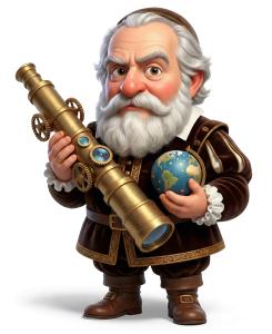 Download this Presentation Clipart of Galileo Galilei for educational designs that illustrate scientific discovery and history.