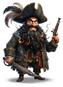 Download this Presentation Clipart featuring a pirate character for engaging adventure-themed designs in your presentations.