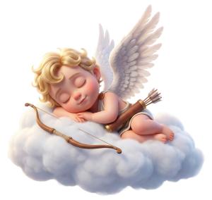 Download this Cupid napping clipart for Valentine's Day presentations, enhancing your design with charming visuals.