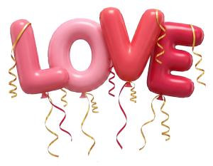 Download this Presentation Clipart to enhance your Valentine's Day designs with festive love-themed balloon visuals.