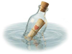 Download this Presentation Clipart to enhance your Valentine's Day design with a romantic message in a bottle.