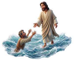 Download this Presentation Clipart to illustrate the biblical story of Jesus walking on water in your presentation design.