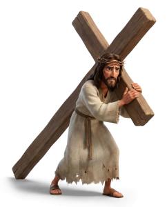 Download this Jesus carrying the cross clipart for impactful religious presentations. Perfect for enhancing themes in Presentation Clipart.