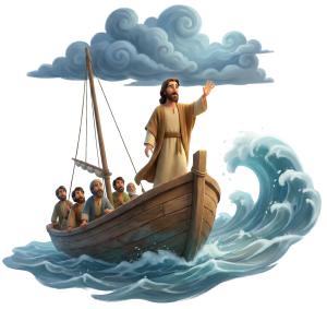 Download this Presentation Clipart to visually illustrate the biblical story of Jesus calming the storm in your presentation design.