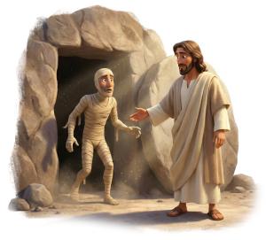 Download this Presentation Clipart of Jesus and Lazarus for impactful religious visuals in your presentation design.