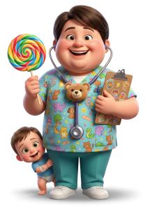 Download this Presentation Clipart to enhance your design with a friendly pediatrician and child, perfect for medical-themed presentations.