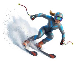 Download this Presentation Clipart featuring a dynamic alpine skier in action.