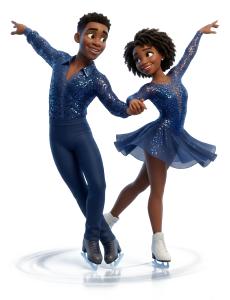 Download this Presentation Clipart featuring a dynamic couple skaters performing on ice.