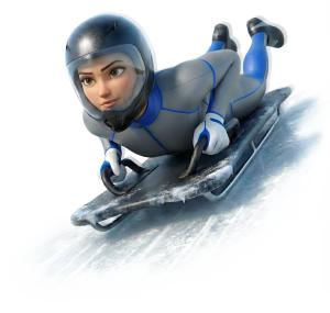 Download this Presentation Clipart featuring a dynamic female skeleton racer.