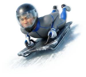 Download this Presentation Clipart featuring a skeleton racer for dynamic sports visuals.