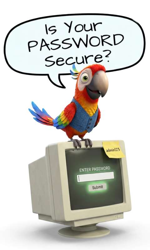 This Presentation Clipart shows a preview of Secure Password Parrot Image