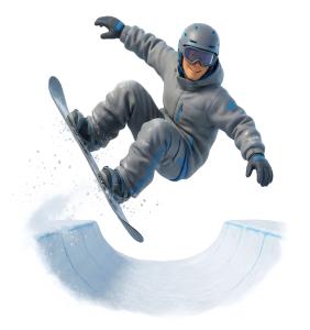 Download this Presentation Clipart featuring a dynamic snowboarder in action.
