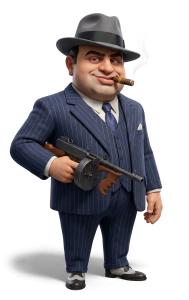 Download this Presentation Clipart featuring a gangster character in classic attire for your creative projects.