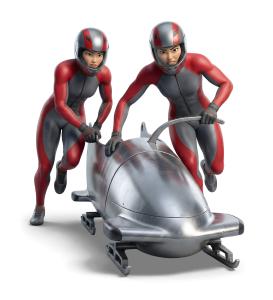Download this Presentation Clipart featuring a dynamic bobsled team ready for competition.