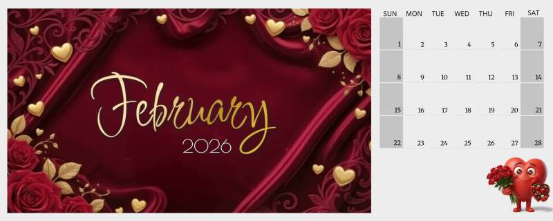 This Presentation Clipart shows a preview of Valentine Calendar Template Design