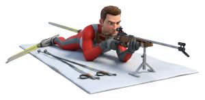 Download this Presentation Clipart featuring a male biathlon athlete ready for competition.