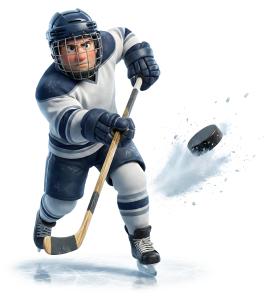 Download this Presentation Clipart featuring a dynamic hockey player in action.