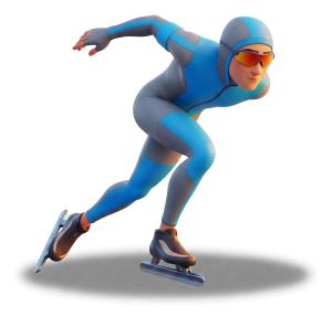 Download this Presentation Clipart featuring a dynamic speed skater in action.