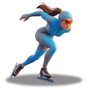 Download this Presentation Clipart featuring a dynamic speed skater woman in action.