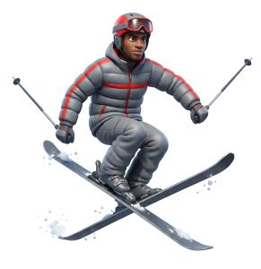 Download this Presentation Clipart featuring a male freestyle skier performing tricks.
