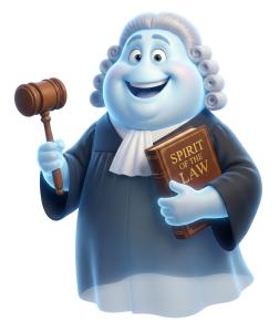 Download this Presentation Clipart featuring a whimsical judge representing the spirit of the law.
