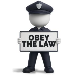 Download or customize this Presentation Clipart featuring an officer holding a sign that promotes lawfulness.