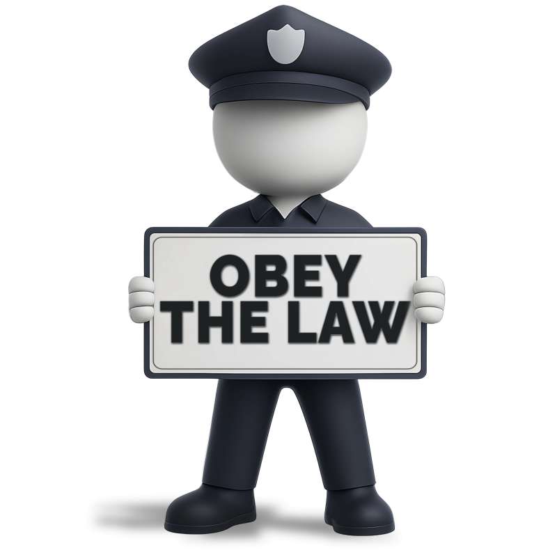 This Presentation Clipart shows a preview of Officer Holding Law Sign - Customizable