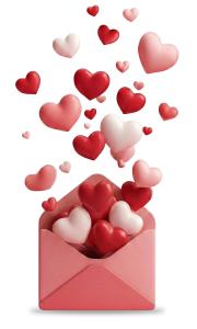 Download this Presentation Clipart featuring Valentine hearts in an envelope for romantic themes and celebrations.