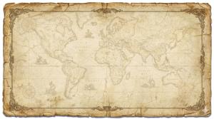 Download this Presentation Clipart featuring an old world map parchment for historical and geographical themes.