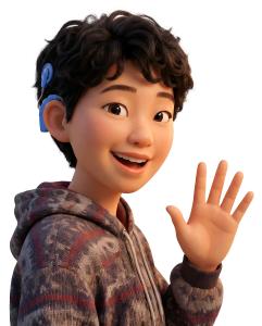 Download this Presentation Clipart featuring a cheerful kid waving hello.