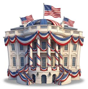 Download this Presentation Clipart featuring the White House decorated for celebrations.