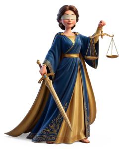 Download this Presentation Clipart featuring Lady Justice with scales, symbolizing law and order.