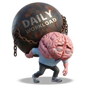 Download this Presentation Clipart to illustrate mental workload and stress management concepts effectively.