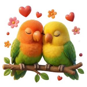 Download this Presentation Clipart featuring colorful love birds symbolizing affection and relationships.
