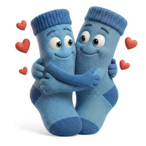 Download this Presentation Clipart featuring adorable socks embracing, perfect for themes of love and relationships.