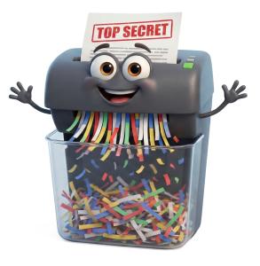 Download this Presentation Clipart featuring a cheerful paper shredder for engaging visuals on document security.