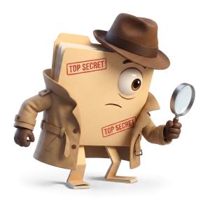 Download this Presentation Clipart featuring a file search detective character for engaging presentations.